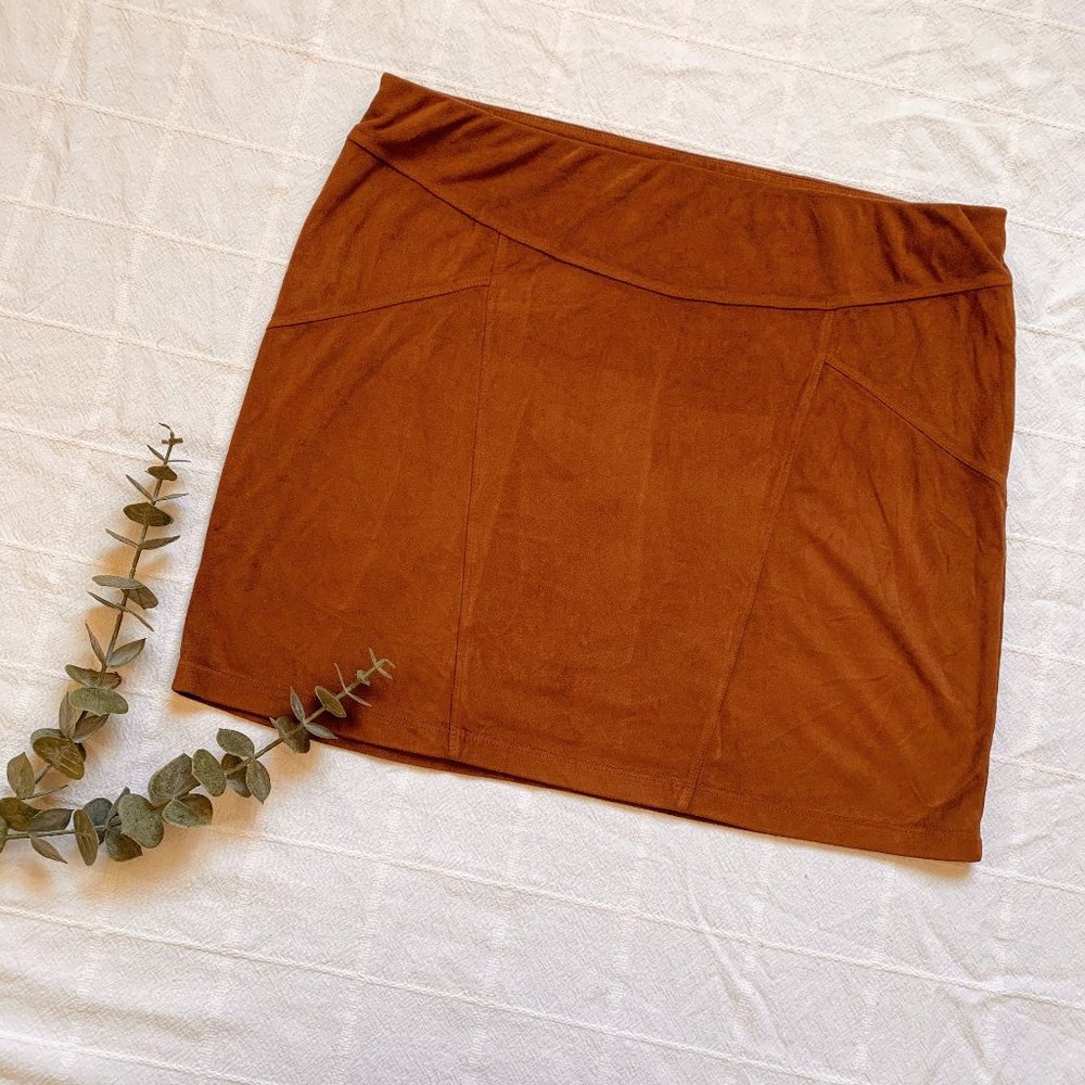 EXPRESS- Brown Faux Suede Mini Skirt